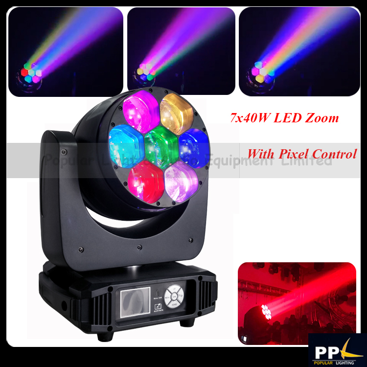 7*40W 4-in-1 LED Moving Head Zoom Light  with Pixel Control