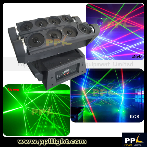8pcs moving head Spider laser light(RGB or Single GREEN)